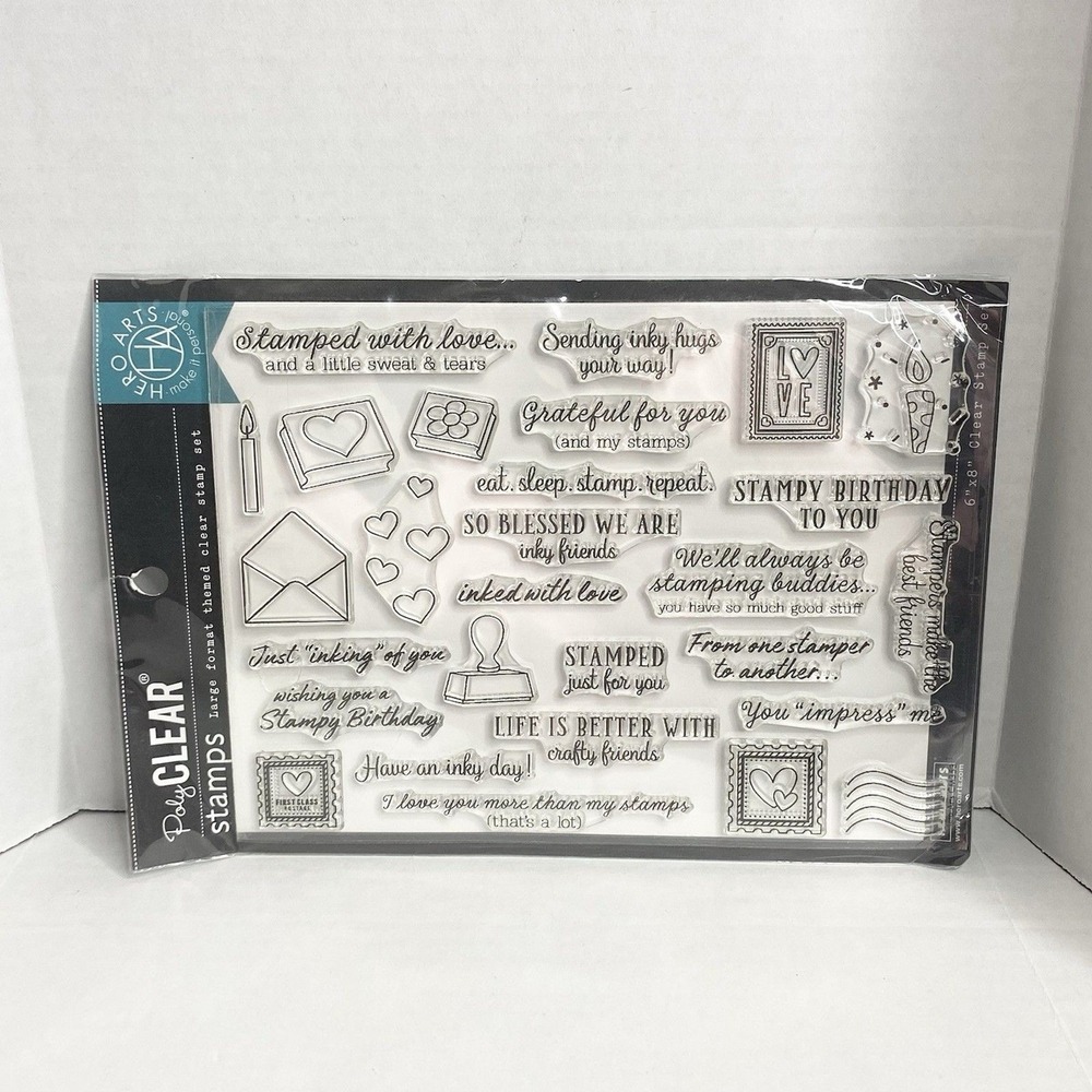 Hero Arts Clear Stamps 28pc Phrases Hearts Postage Stamps Candles Birthday